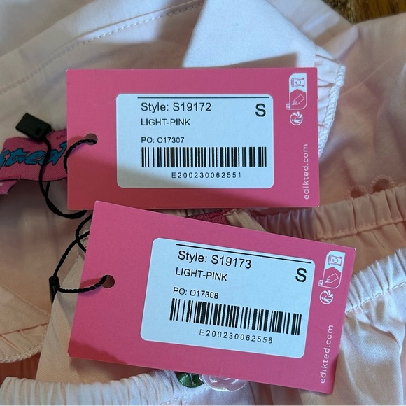 NWT Edikted Womens Massie Tailored Button Up Shirt and Matching Bottoms Pink - Picture 9 of 10